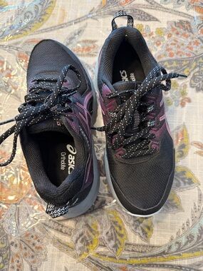 ASICS Black and Purple Waterproof Women's Athletic Hiking Sneakers
